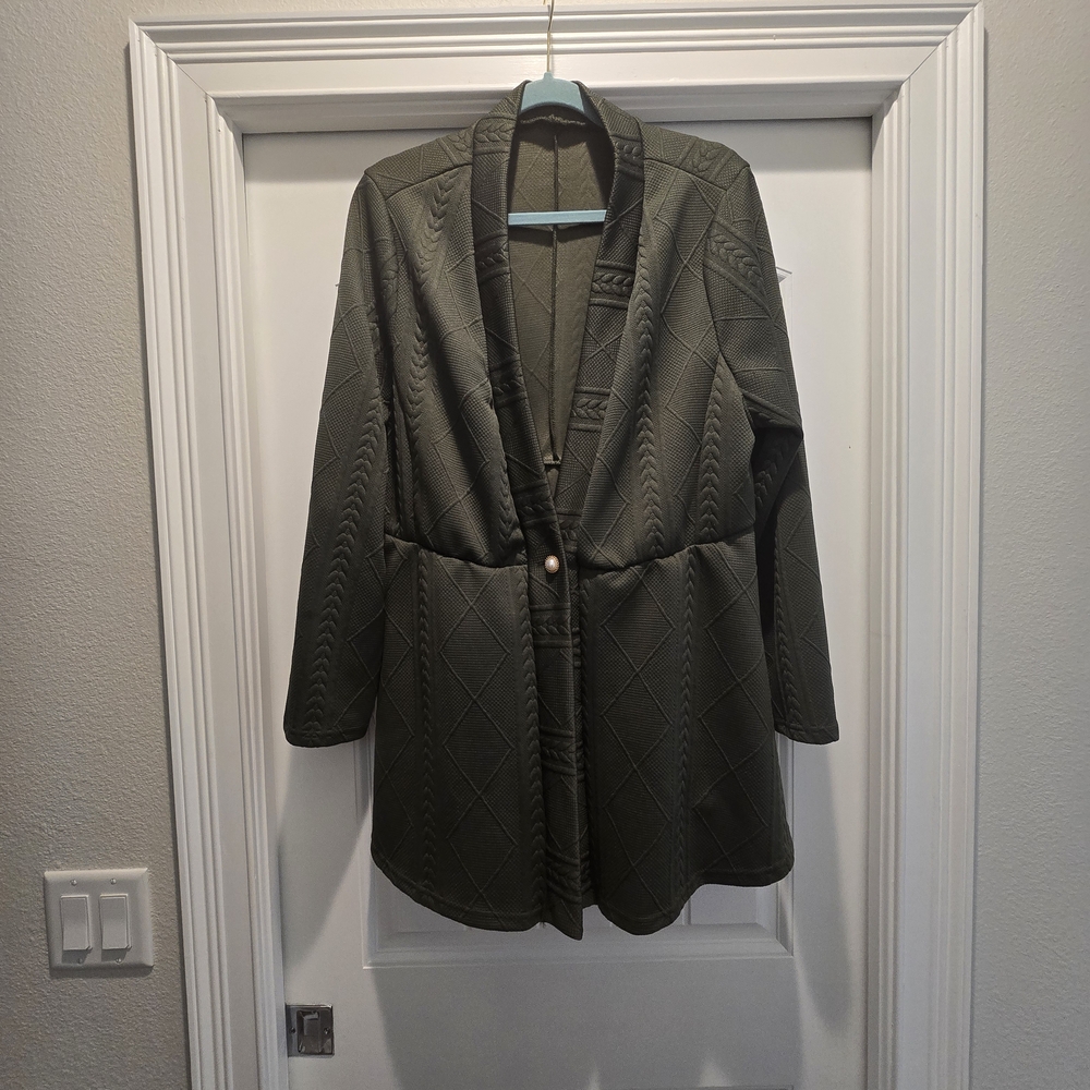 SHEIN Quilted Olive Blazer